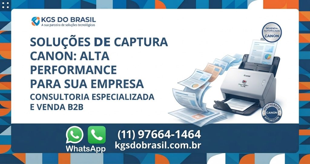 Procurando onde comprar scanners Canon para sua empresa? A KGS do Brasil oferece consultoria especializada, venda B2B e o portfólio completo de captura Canon. Fale conosco!